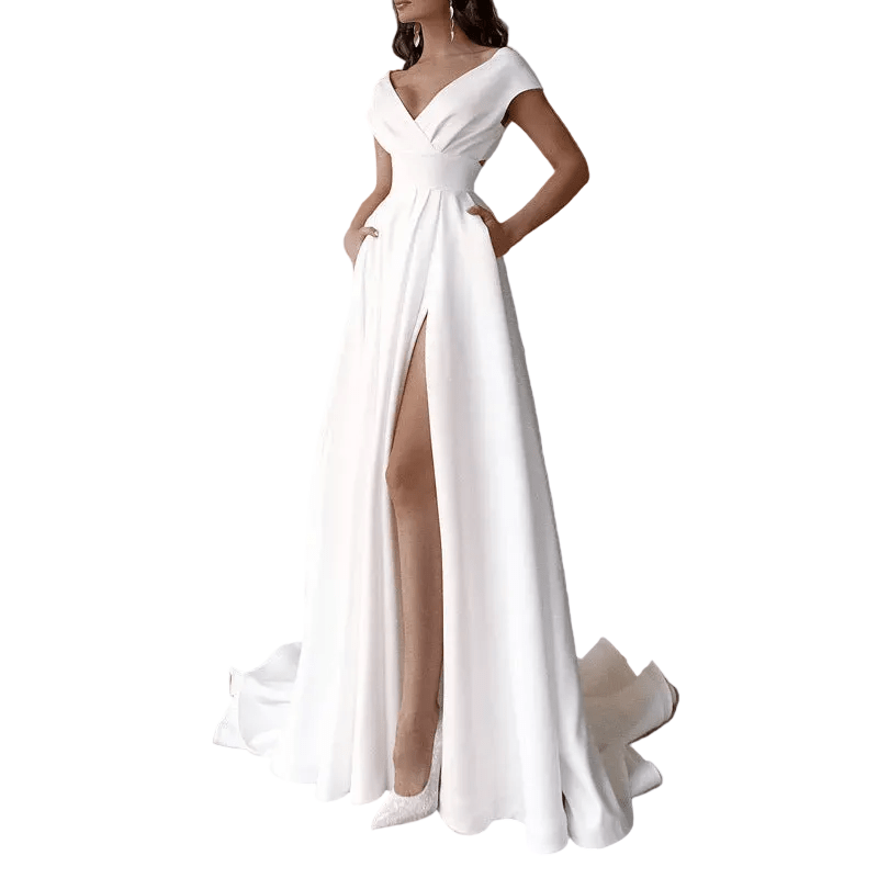 The Roxanne™ Elegant Women's V-Neck Ruffle Hem Midi Dress - Trusted Best Sellers™. All Rights Reserved. Trusted Best Sellers LLC.