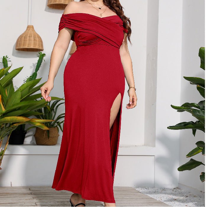 Elegant Plus Size High Waist Split Dress for Women - Trusted Best Sellers™
