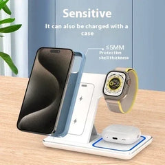 3 In 1 LED Fast Wireless Charger Stand Foldable Charging Station - Trusted Best Sellers™