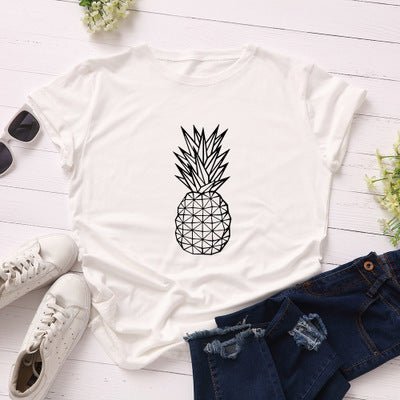 Women's Pineapple Print Cotton Short Sleeve T-Shirt - Trusted Best Sellers™