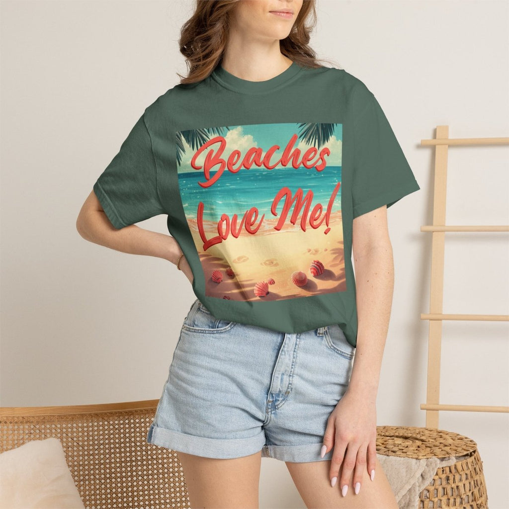 Print Beaches Love Me! Beach T-Shirt - Tropical Vintage Seaside Graphic Tee - Trusted Best Sellers™