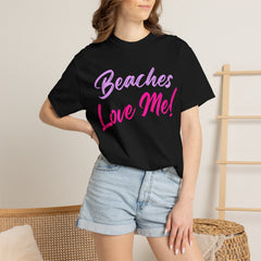 Lavender Beaches Love Me! Customizable T-Shirt