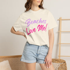 Lavender Beaches Love Me! Customizable T-Shirt