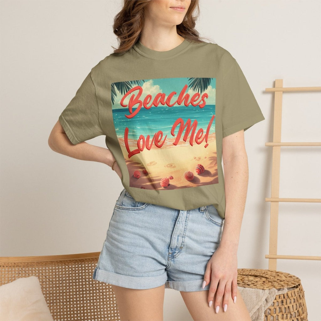 Print Beaches Love Me! Beach T-Shirt - Tropical Vintage Seaside Graphic Tee - Trusted Best Sellers™