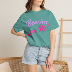 Lavender Beaches Love Me! Customizable T-Shirt