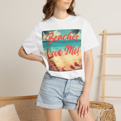 Print Beaches Love Me! Beach T-Shirt - Tropical Vintage Seaside Graphic Tee