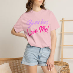 Lavender Beaches Love Me! Customizable T-Shirt