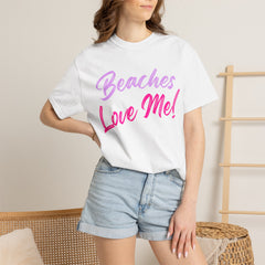 Lavender Beaches Love Me! Customizable T-Shirt