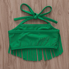 Pineapple Print Tassel Strap Swimsuit Set for Kids