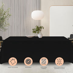 2 Pack Black Tablecloth 90x132 in Table Cover for 6 Ft Rectangle Table Polyester