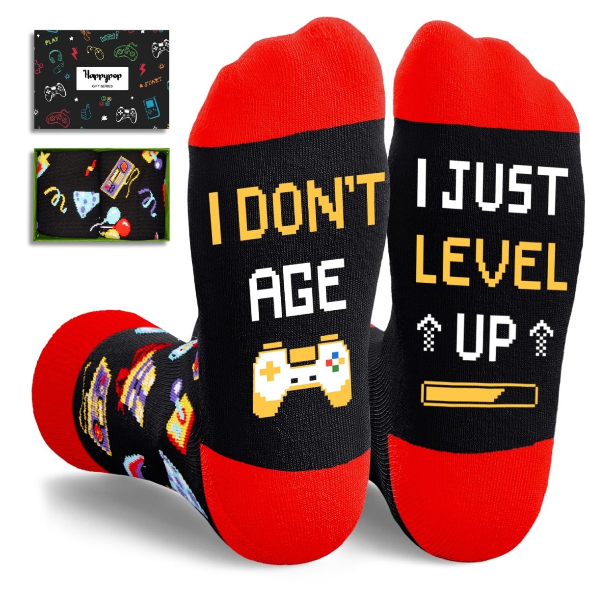 Gamer Socks – "I Don't Age, I Just Level Up" Funny Gaming Socks for Teens - Trusted Best Sellers™
