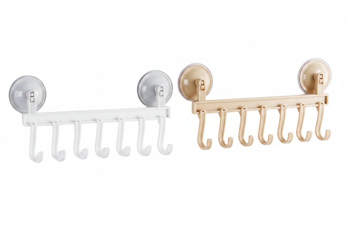 Displays hooks in white and tan.