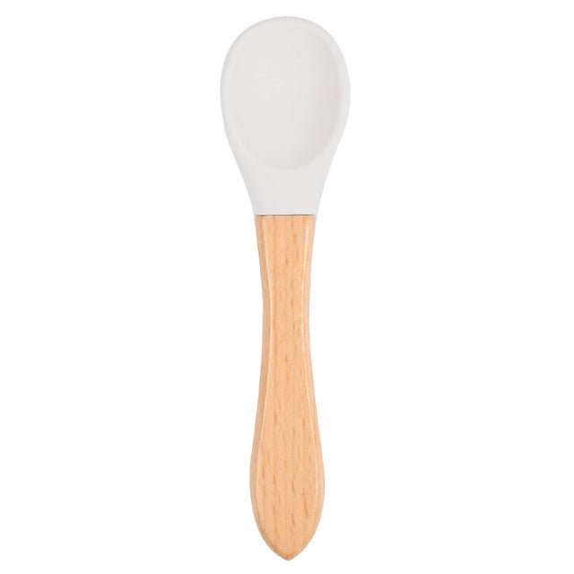 The Picky™ Soft Bite™ Food-Grade Silicone Training Spoon with Natural Wooden Handle for Infants & Toddlers - Trusted Best Sellers™