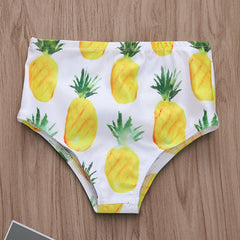 Pineapple Print Tassel Strap Swimsuit Set for Kids