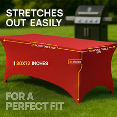 Red Spandex Table Covers 6ft 2 Pack Elegant Durable Stretchy 6ft Table Cover Fitted Wrinkle and Stain Resistant Elastic Leg Pockets