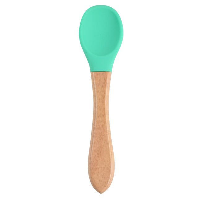 The Picky™ Soft Bite™ Food-Grade Silicone Training Spoon with Natural Wooden Handle for Infants & Toddlers - Trusted Best Sellers™
