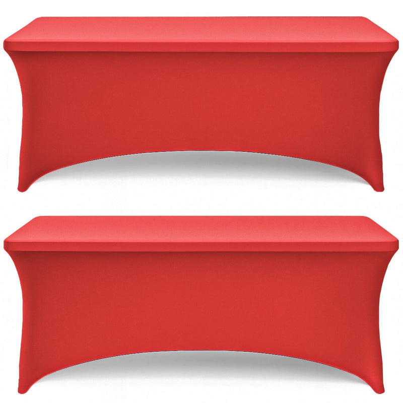 Red Spandex Table Covers 6ft 2 Pack Elegant Durable Stretchy 6ft Table Cover Fitted Wrinkle and Stain Resistant Elastic Leg Pockets
