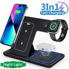 3 In 1 LED Fast Wireless Charger Stand Foldable Charging Station - Trusted Best Sellers™