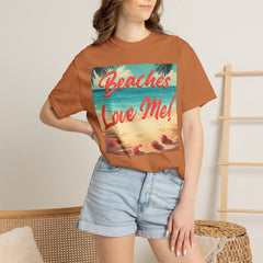 Print Beaches Love Me! Beach T-Shirt - Tropical Vintage Seaside Graphic Tee