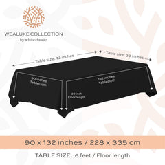 2 Pack Black Tablecloth 90x132 in Table Cover for 6 Ft Rectangle Table Polyester