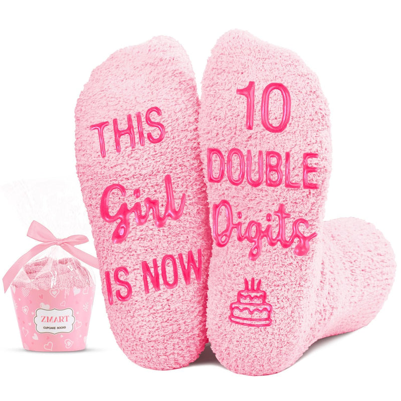 10th Birthday Gift Socks for Girls – Cupcake Gift Box Plush Non-Slip Socks
