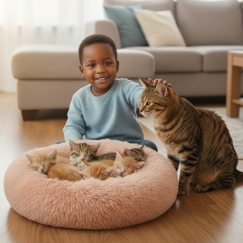 SnugglePaws™ Luxury Plush Round Pet Bed - Sizes XS-3X Calming Comfort for Dogs and Cats