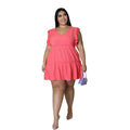 Women's Casual V-neck Sleeveless Ruffled Dress - Trusted Best Sellers™