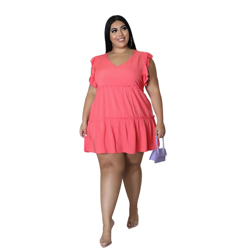 Women's Casual V-neck Sleeveless Ruffled Dress - Trusted Best Sellers™