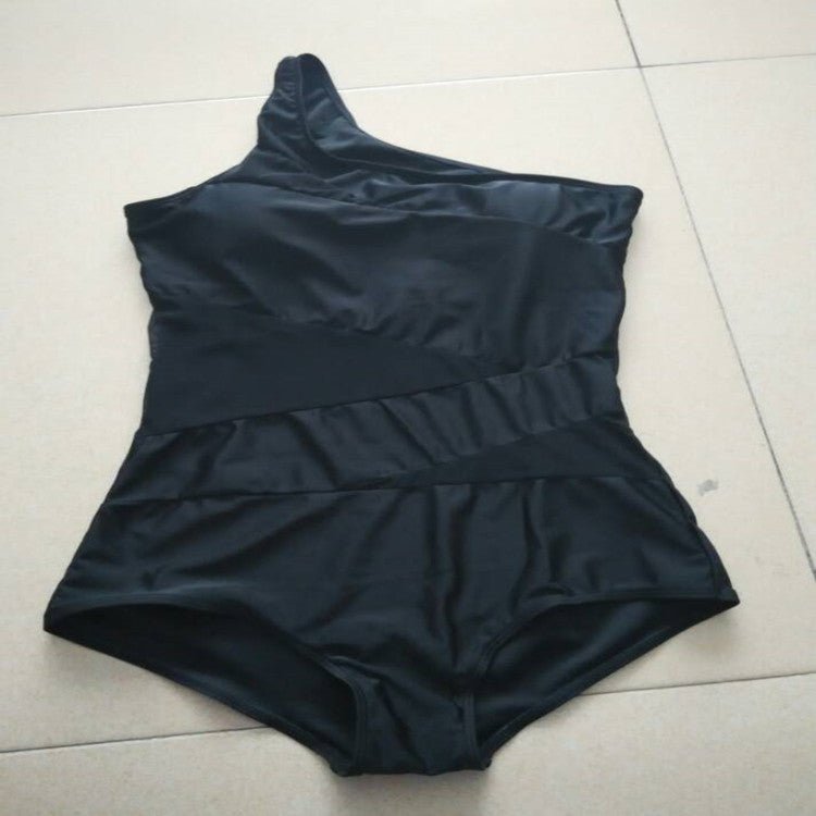 Plus Size Black One-Shoulder Swimsuit for Women - Trusted Best Sellers™