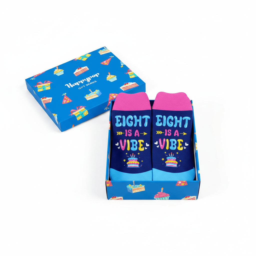 8th Birthday Gifts Socks - Blue Pink - Trusted Best Sellers™