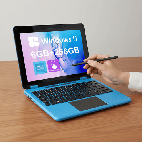 AWOW Windows Touchscreen Laptop 2 in 1 11.6" FHD Blue 4 Core Celeron N3450 - Trusted Best Sellers™