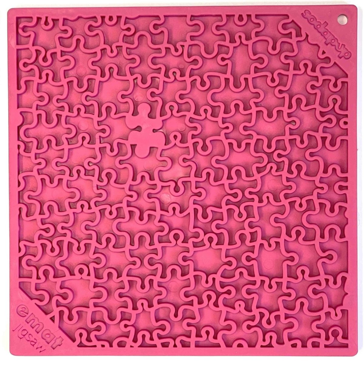 Pink floral silicone mat for slow feeding and mental stimulation.
