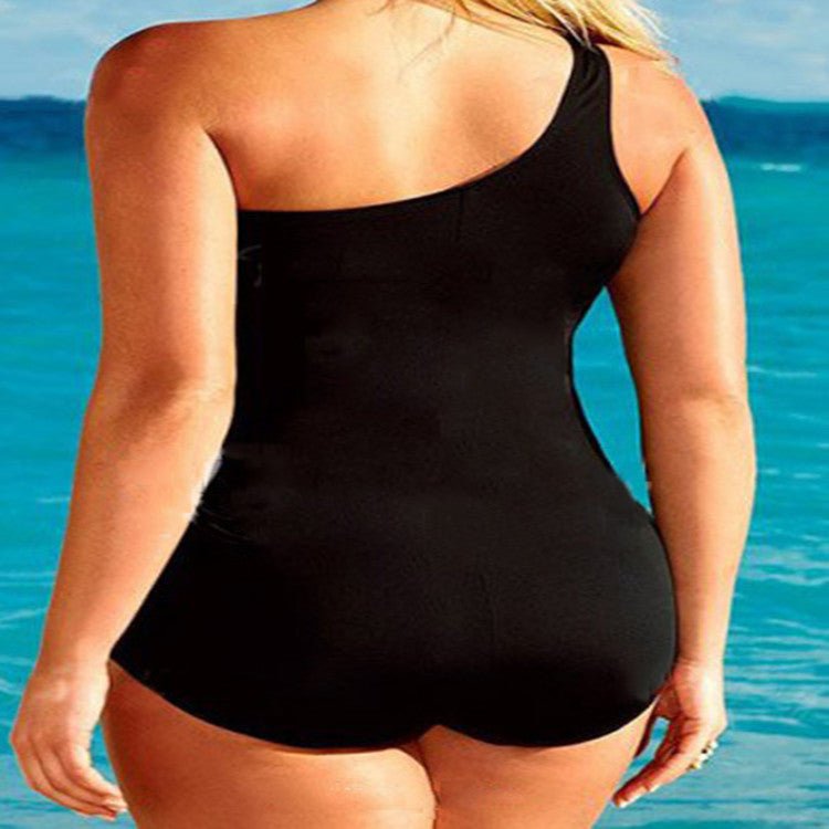 Plus Size Black One-Shoulder Swimsuit for Women - Trusted Best Sellers™