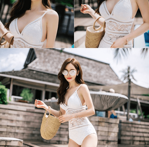White Ivy™ Backless Lace One-Piece Swimsuit | Elegant Women's Swimwear - Trusted Best Sellers™