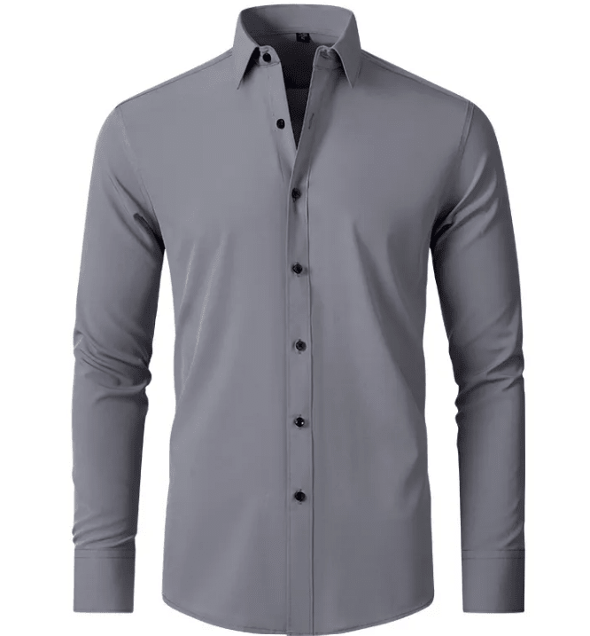 Men's Slim Cut Wrinkle-Free Stretch Business Shirt – No-Iron Long Sleeve Dress Shirt - Trusted Best Sellers™