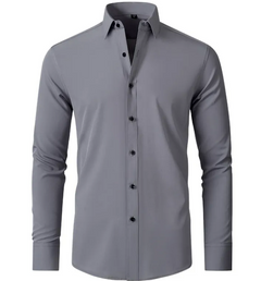 Men's Wrinkle-Free Stretch Business Shirt – Non-Iron Long Sleeve Dress Shirt