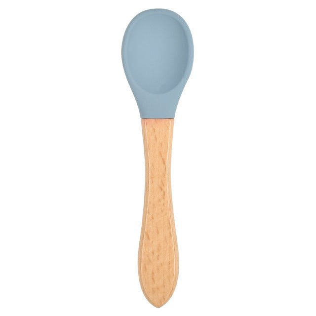 The Picky™ Soft Bite™ Food-Grade Silicone Training Spoon with Natural Wooden Handle for Infants & Toddlers - Trusted Best Sellers™