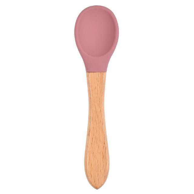 The Picky™ Soft Bite™ Food-Grade Silicone Training Spoon with Natural Wooden Handle for Infants & Toddlers - Trusted Best Sellers™