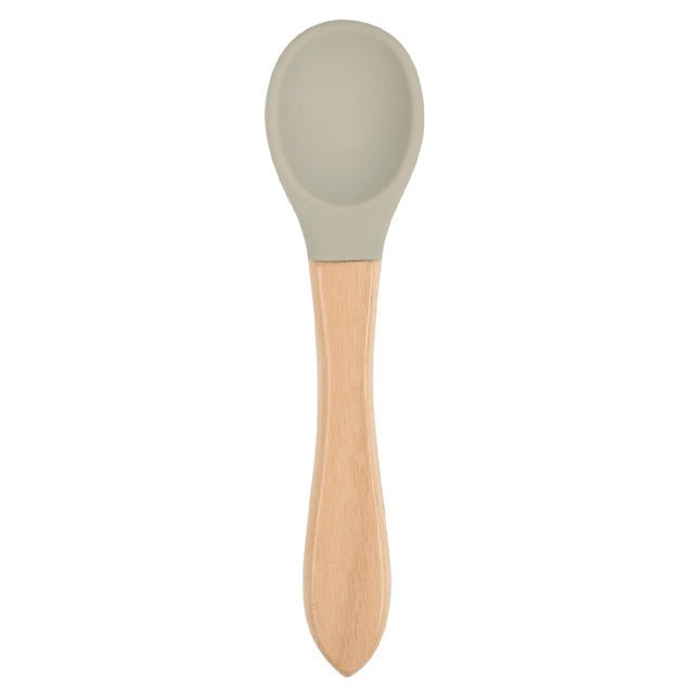 The Picky™ Soft Bite™ Food-Grade Silicone Training Spoon with Natural Wooden Handle for Infants & Toddlers - Trusted Best Sellers™