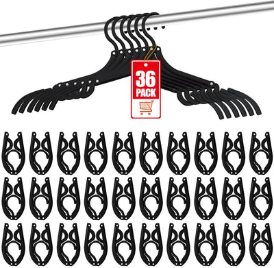 36 Pcs Travel Hangers Cruise Ship Essentials Portable Folding Clothes Hangers Travel Accessories Foldable Clothes Drying Rack (Black)