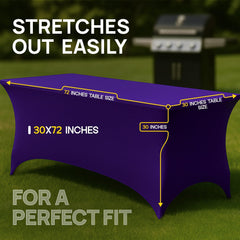 Purple Spandex Table Covers 6ft 2 Pack Elegant Durable Stretchy 6ft Table Cover Fitted Wrinkle and Stain Resistant Elastic Leg Pockets