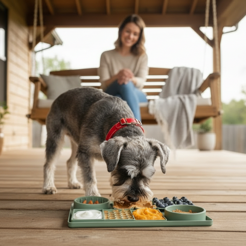 RuffStuff™ 4-in-1 Pattern Silicone Slow Feeder Dog Mat – Interactive Enrichment Feeding Pad