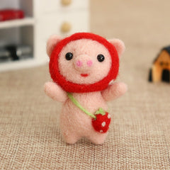 Wool Felt DIY Kit for Beginners - Handmade Piggy Dolls