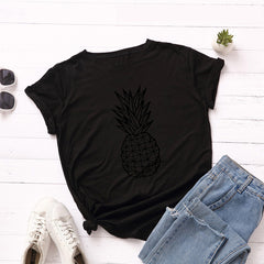 Women's Pineapple Print Cotton Short Sleeve T-Shirt