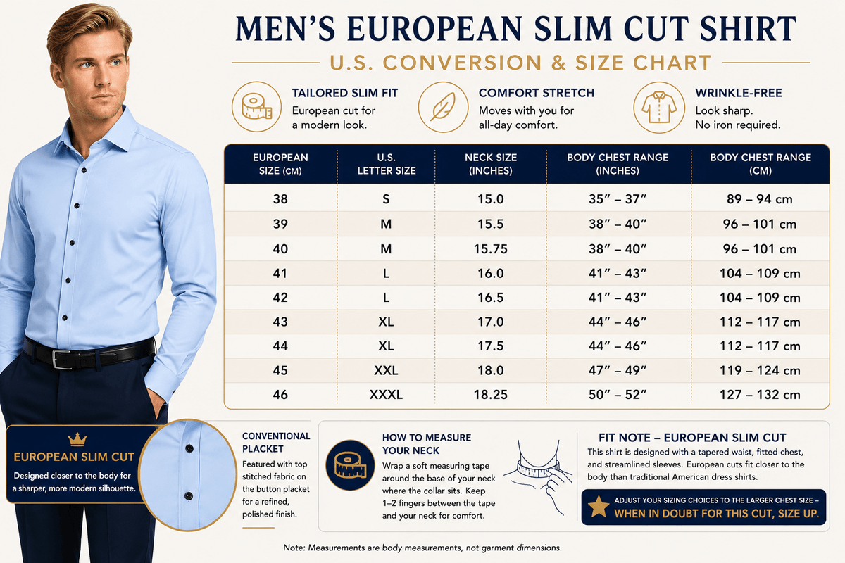 Men's Slim Cut Wrinkle-Free Stretch Business Shirt – No-Iron Long Sleeve Dress Shirt - Trusted Best Sellers™