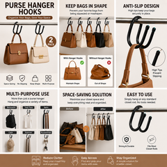 TBS Purse Hanger Hooks for Closet Organization – 2 Pack Space-Saving Handbag Hangers