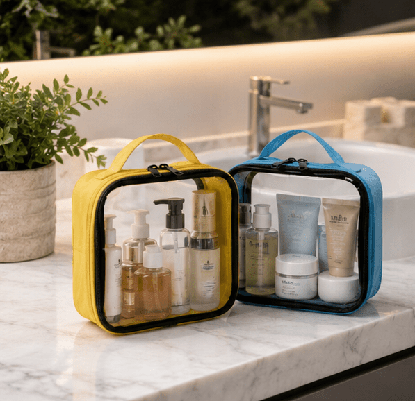 TBS Clear 3-1-1 TSA Approved Travel Toiletry Bag Quart Size Transparent Liquids Toiletries & Cosmetics Pouch for Airport Security & Waterproof & Reusable & See Through（2pcs） - Trusted Best Sellers™