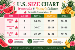 Fru-kini Watermelon/Pineapple Print Bikini - U.S. Sizes 6 - 10 - Playful Summer Vibes in Red & Yellow - Comfortable Polyester Fabric - Sizes S, M, L - Perfect Beach Wardrobe Piece