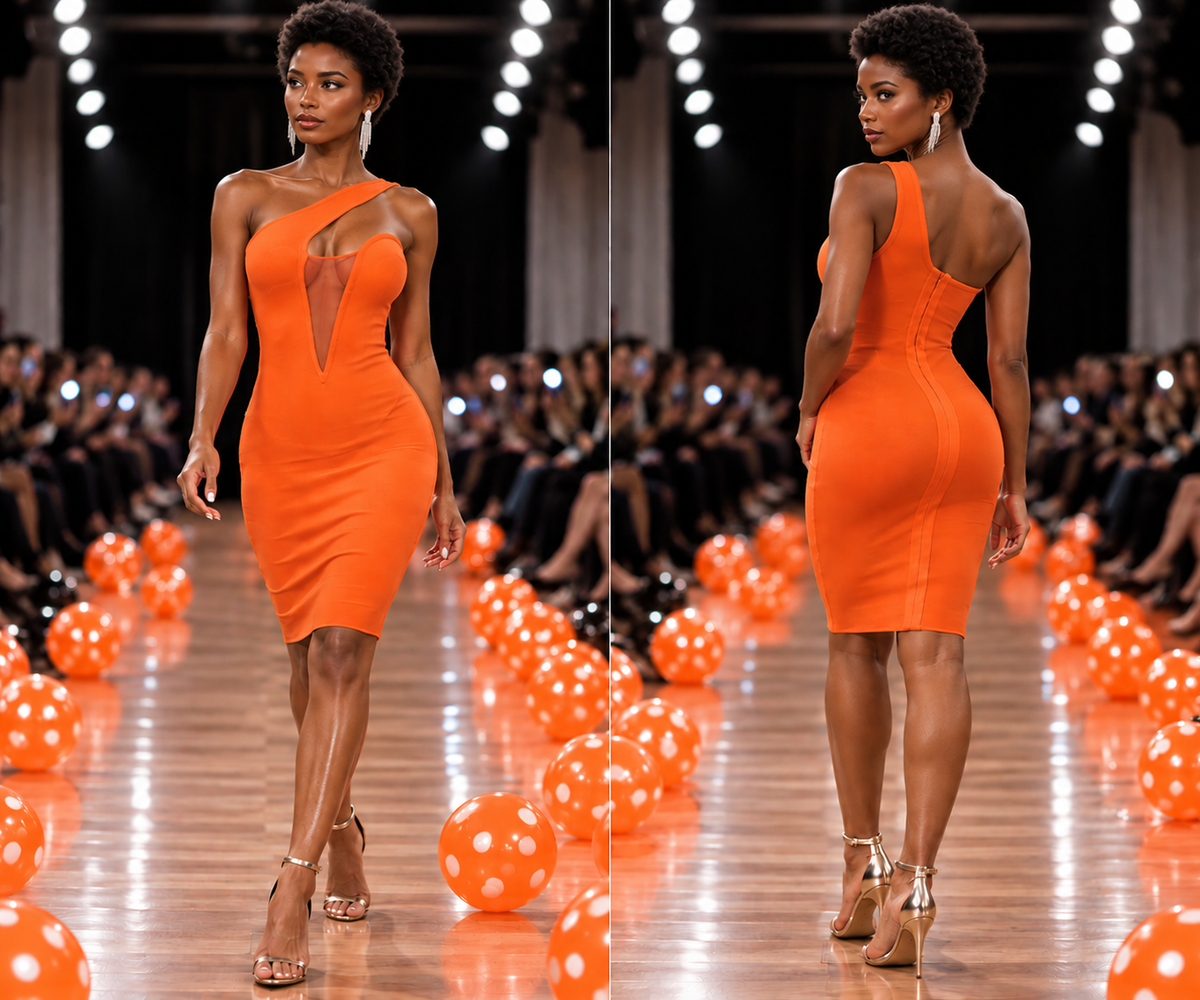 Still Life in Orange Sculptured One Strap Party Dress - UnRogue U.S. Size 00 - 6