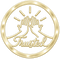 A circular gold emblem featuring two raised hands with rays above and the word 'Trusted' in cursive script below, shown on a plain white background.